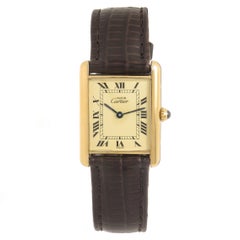 Retro Cartier Vermeil Must de Cartier Tank Quartz Wristwatch