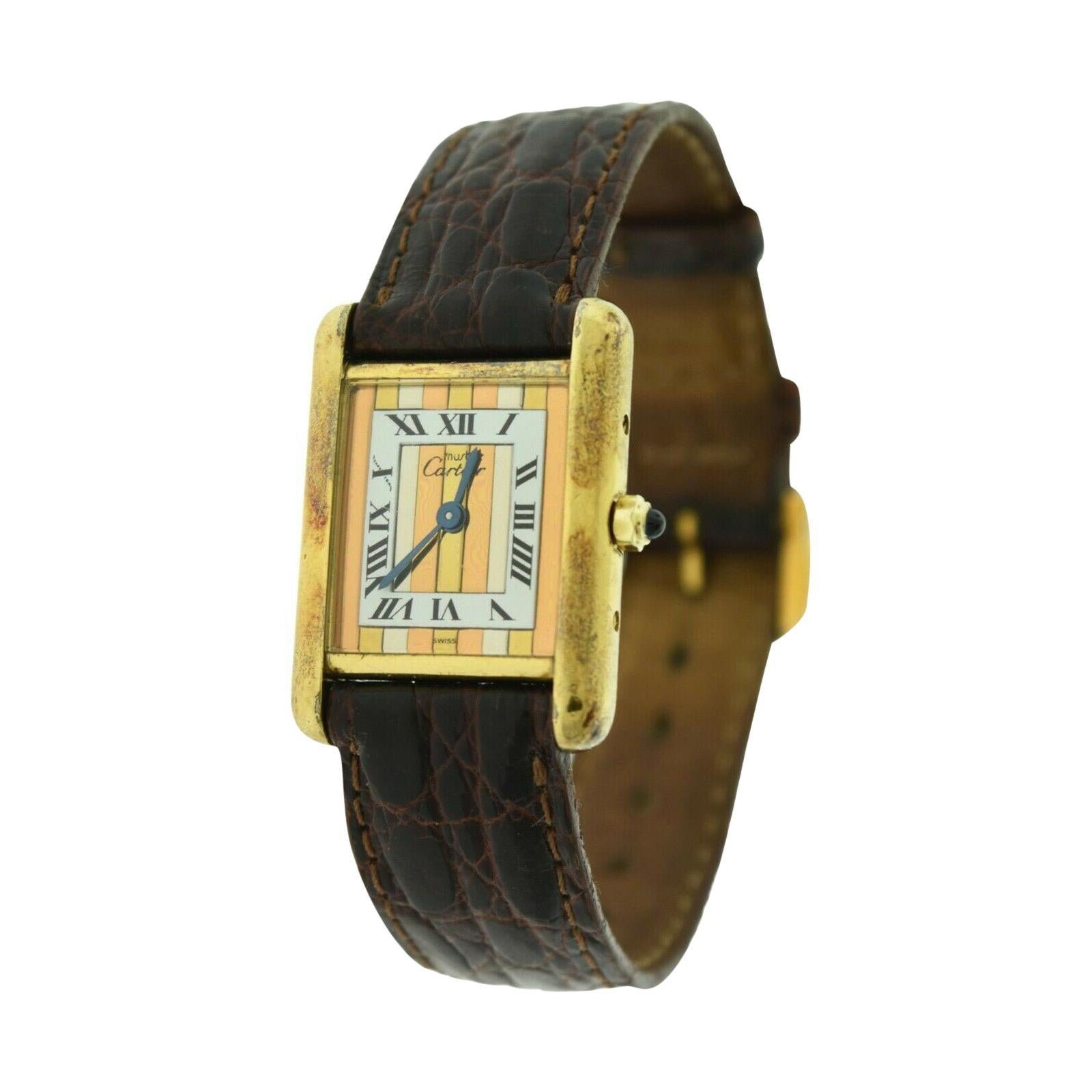 Cartier Vermeil Must de Cartier Tank Ref. 366001 Silver-Gilt Watch 'Y-32'