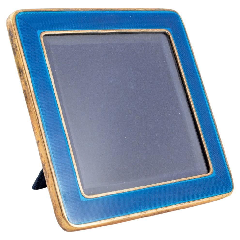 Cartier Vermeil Sterling Blue Guilloche Frame