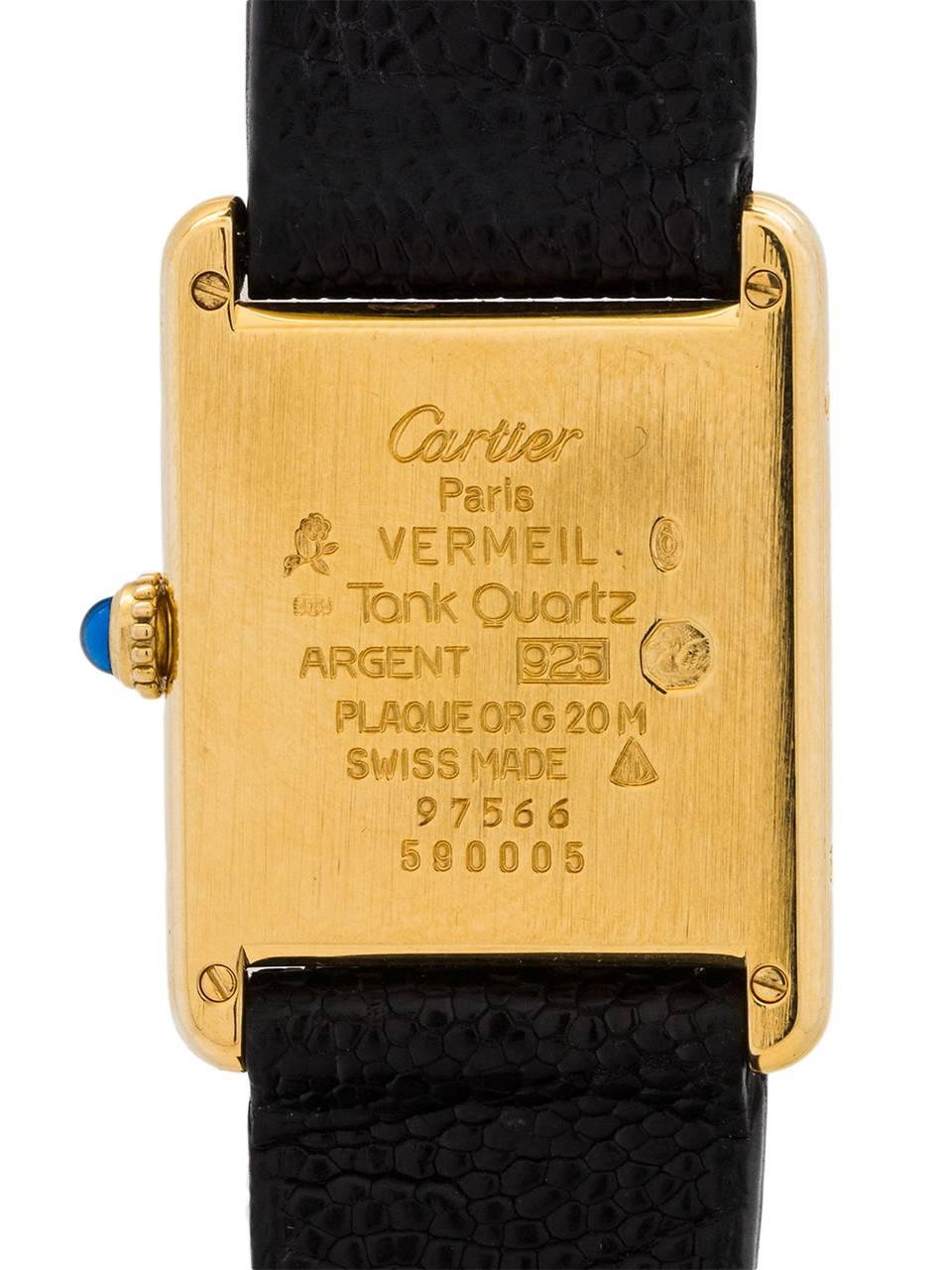 Women's or Men's Cartier Vermeil Tank Louis quartz wristwatch, circa 1990s