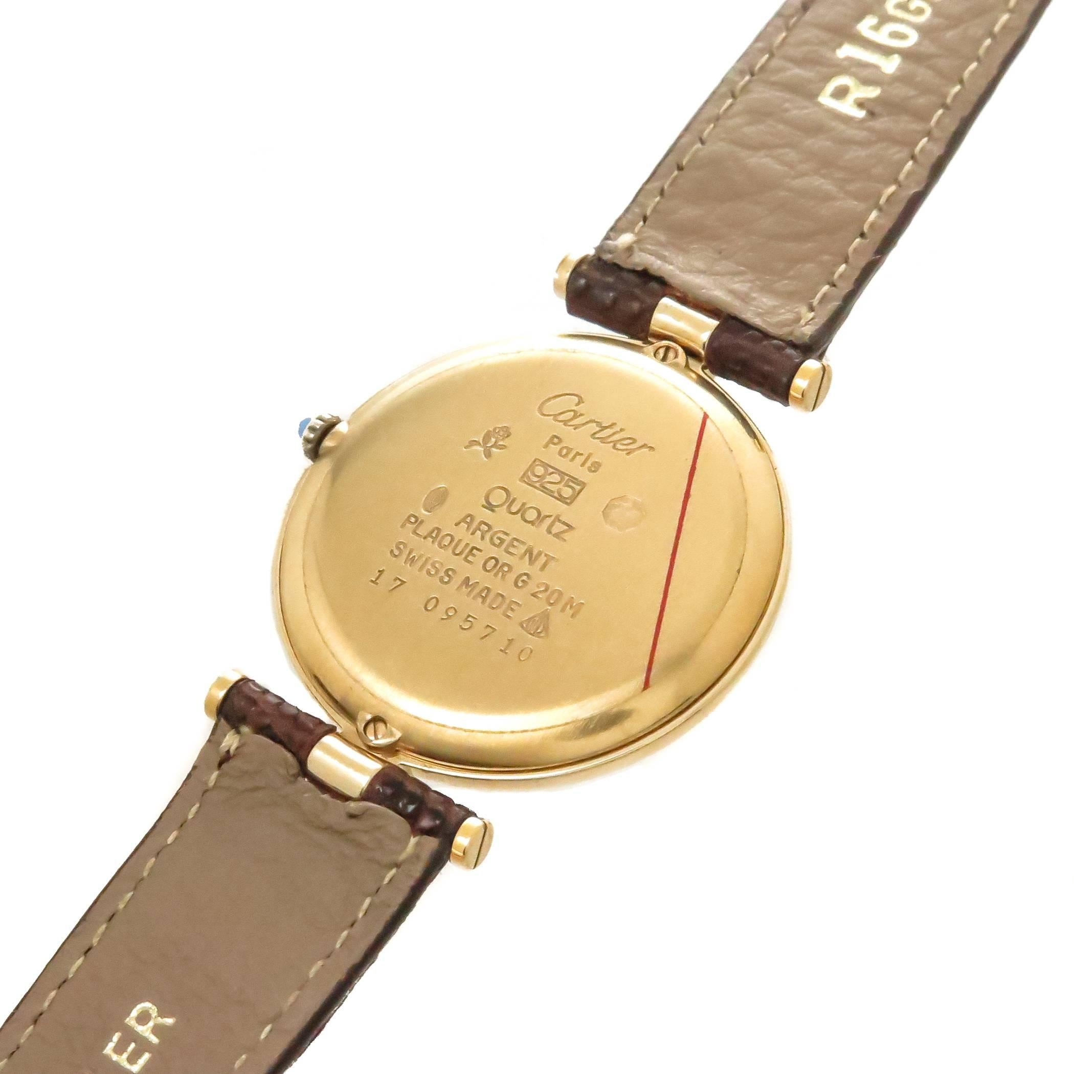Cartier Vermeil Vendome large Quartz Wristwatch, circa 1990s In Excellent Condition In Chicago, IL