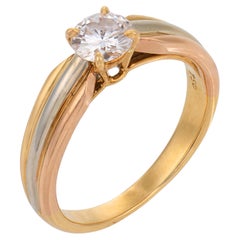 Cartier vintage 0.50 carat diamond 18k tricolor gold engagement ring