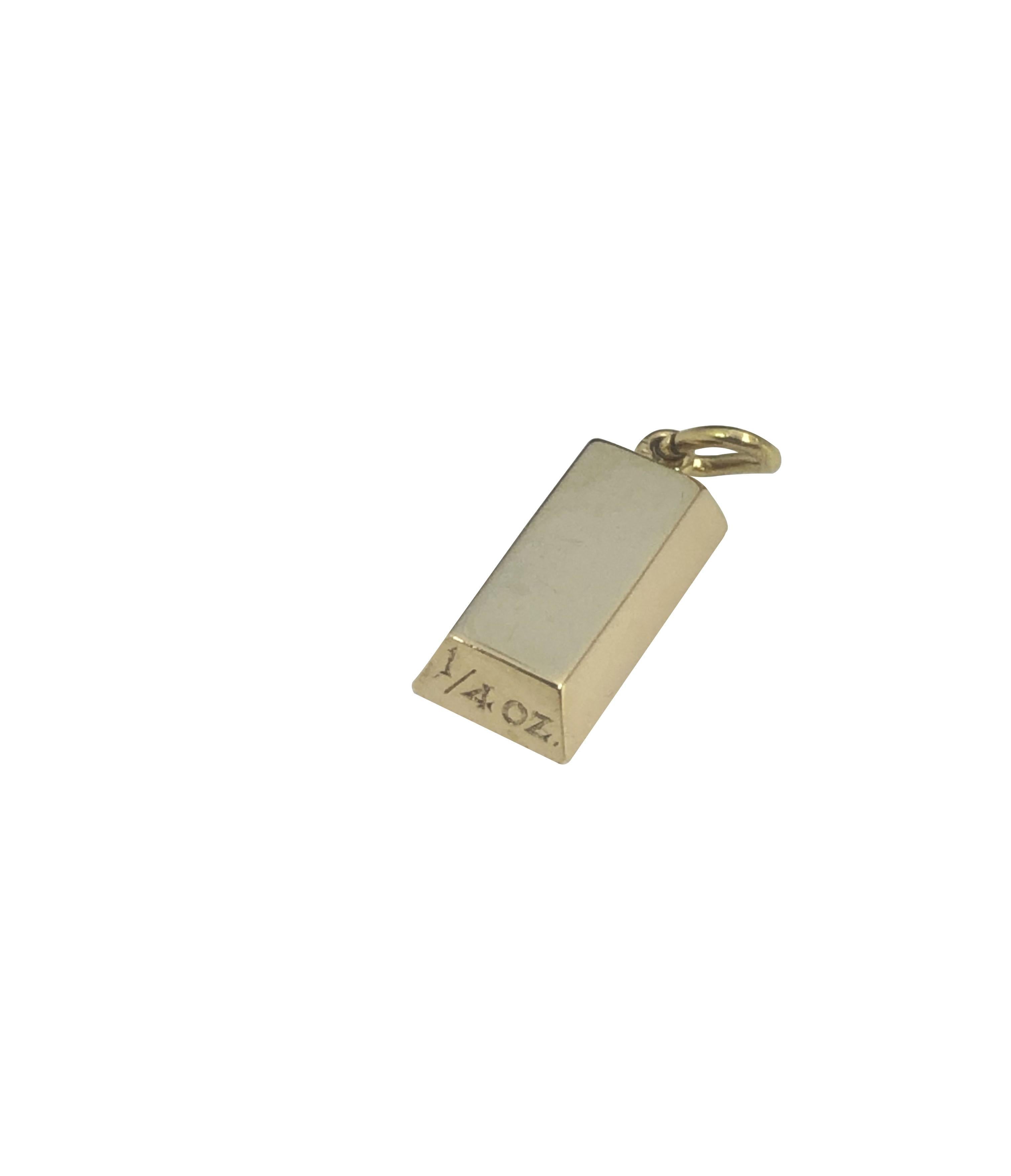 Women's or Men's Cartier Vintage 1/4 Oz. Gold Ingot Charm For Sale