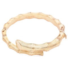 Cartier Vintage 14K Yellow Gold Bamboo Hinged Bangle Bracelet