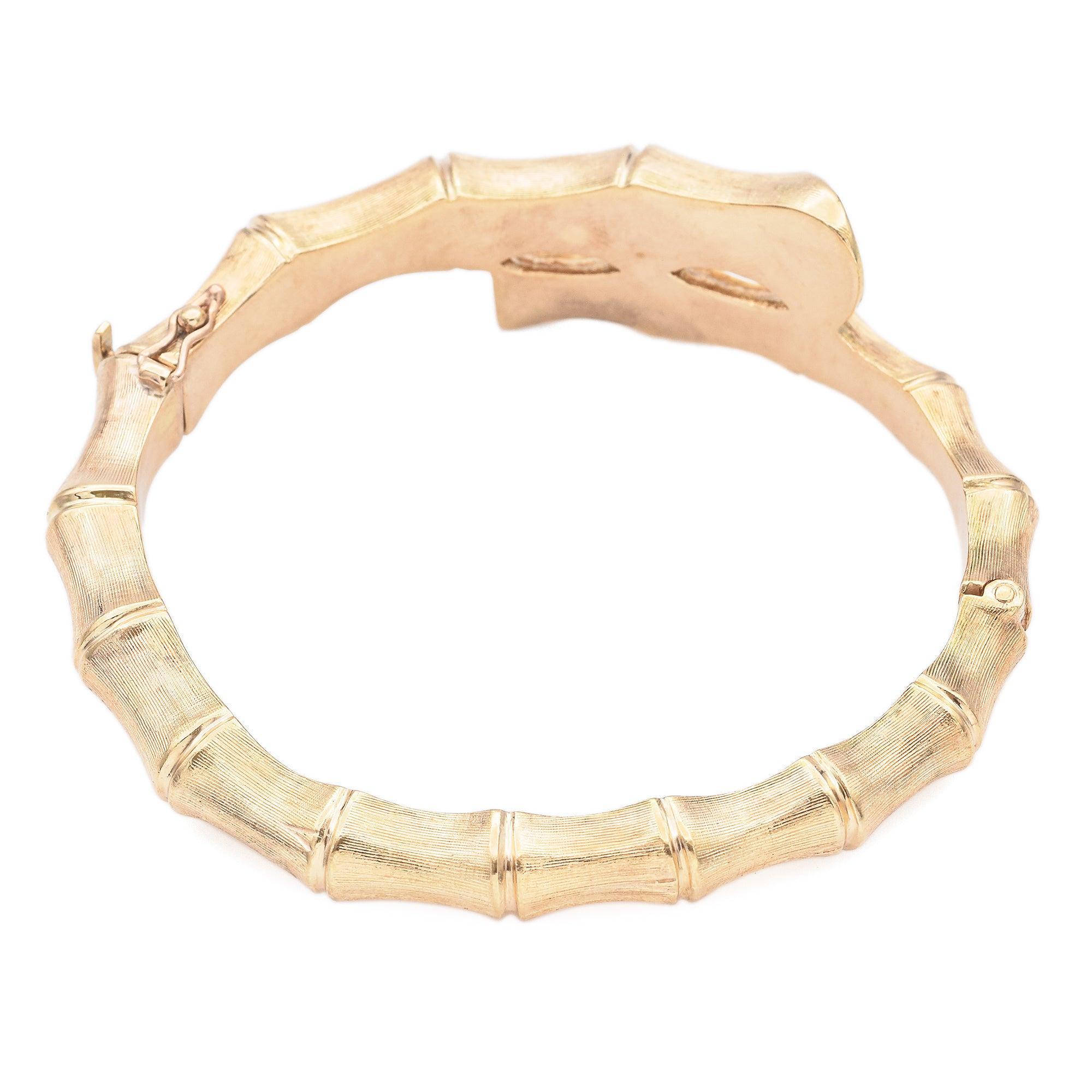 Women's Cartier Vintage 14K Yellow Gold Bamboo Hinged Bangle Bracelet