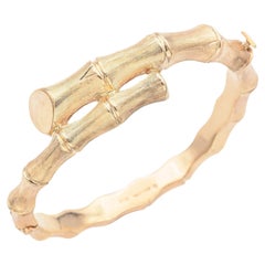 Cartier Vintage 14K Yellow Gold Bamboo Hinged Bangle Bracelet