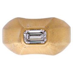Cartier Vintage 14K Yellow Gold Emerald Cut Solitaire Diamond Ring