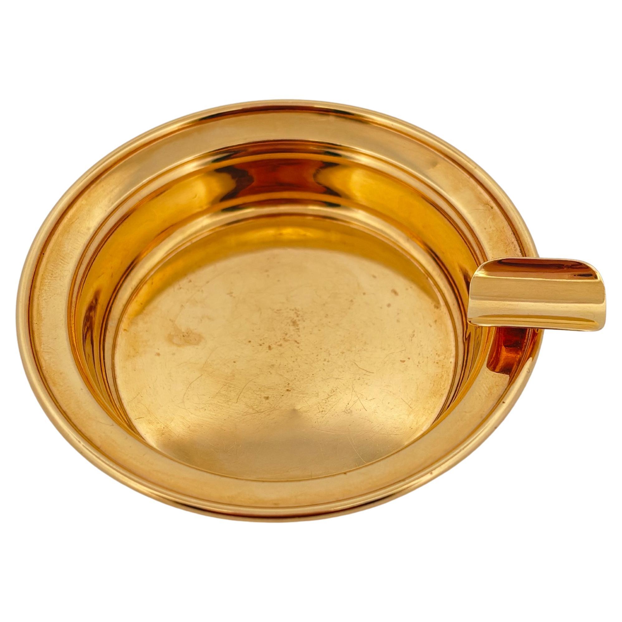 Cartier Vintage 14K Yellow Gold Round Ash Tray Holder Dish For Sale 1
