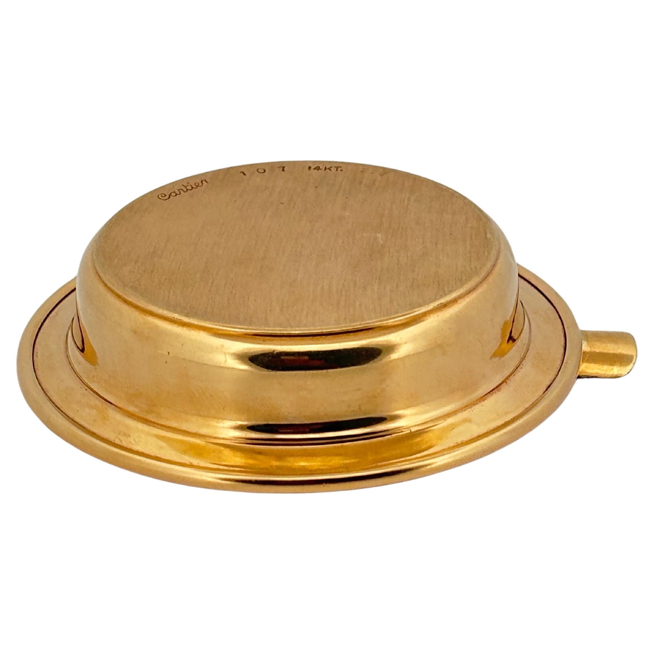 Cartier Vintage 14K Yellow Gold Round Ash Tray Holder Dish For Sale 2