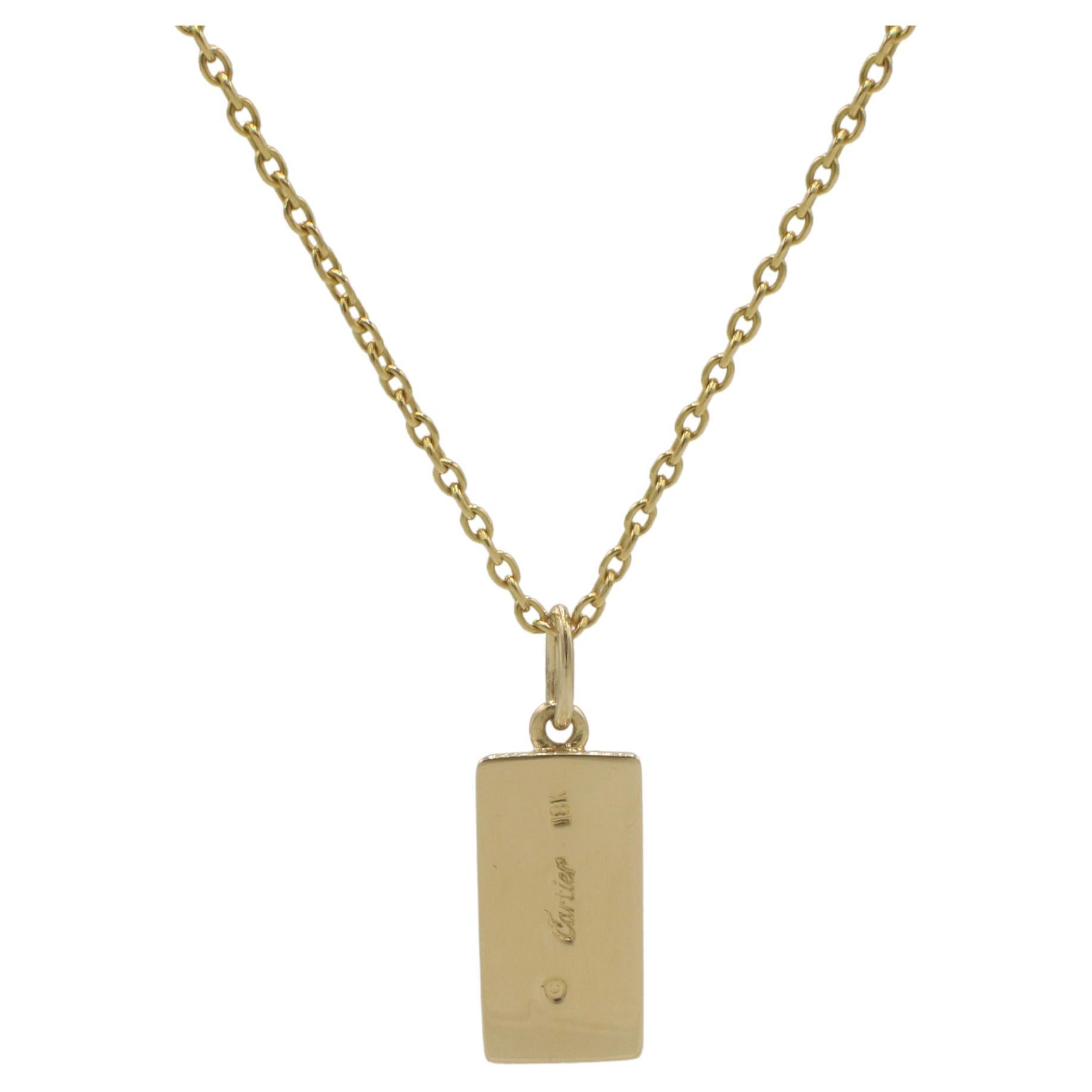 Contemporary Cartier Vintage 18 Karat  1/4 Quarter Ounce Gold Bar Pendant Charm Drop Necklace