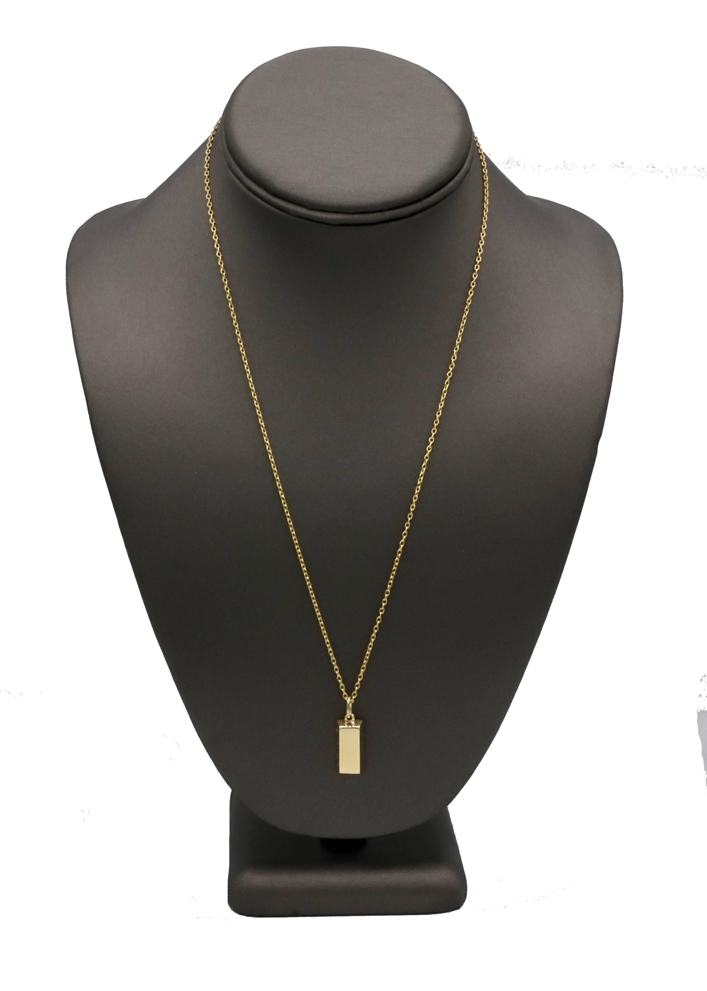 Cartier Vintage 18 Karat  1/4 Quarter Ounce Gold Bar Pendant Charm Drop Necklace 1