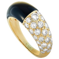 Cartier Vintage 18 Karat Gold 1.00 Carat Diamond and Onyx Small Bombe Ring