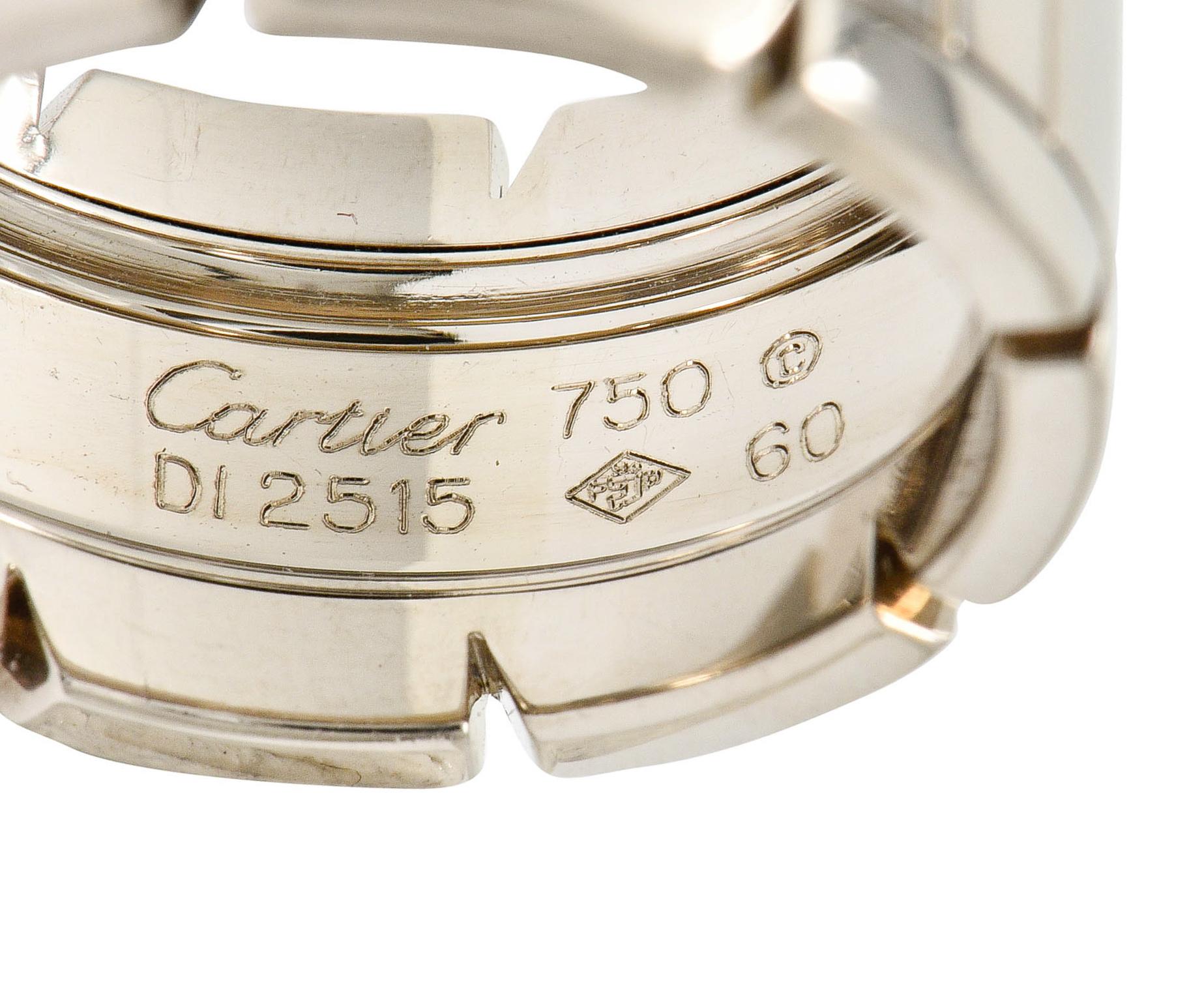 Contemporary Cartier Vintage 18 Karat White Gold Unisex Tank Francaise Band Ring