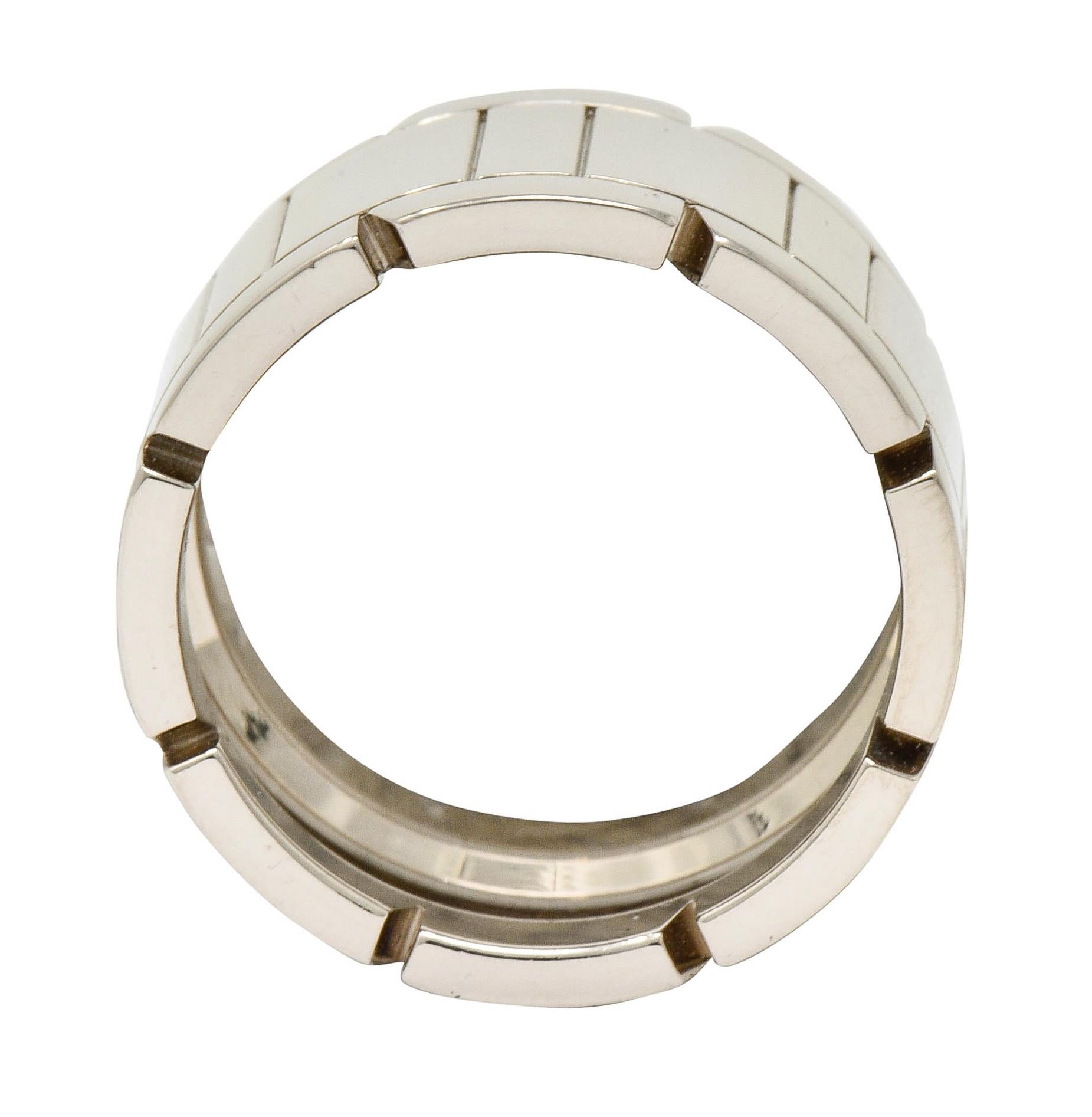 Cartier Vintage 18 Karat White Gold Unisex Tank Francaise Band Ring In Excellent Condition In Philadelphia, PA