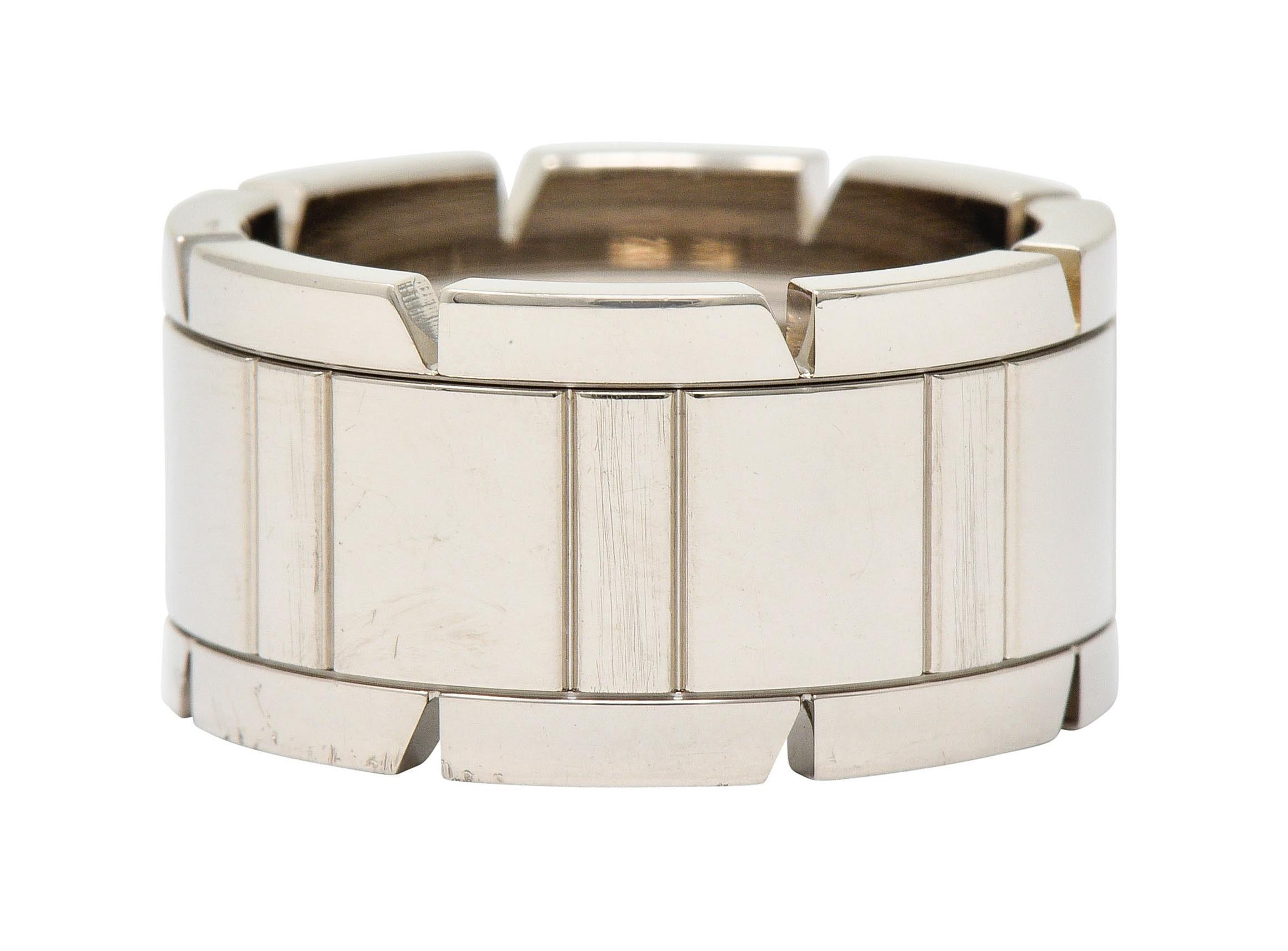 Contemporary Cartier Vintage 18 Karat White Gold Unisex Tank Francaise Band Ring