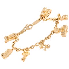 Cartier Vintage 18 Karat Yellow Gold Charm Bracelet