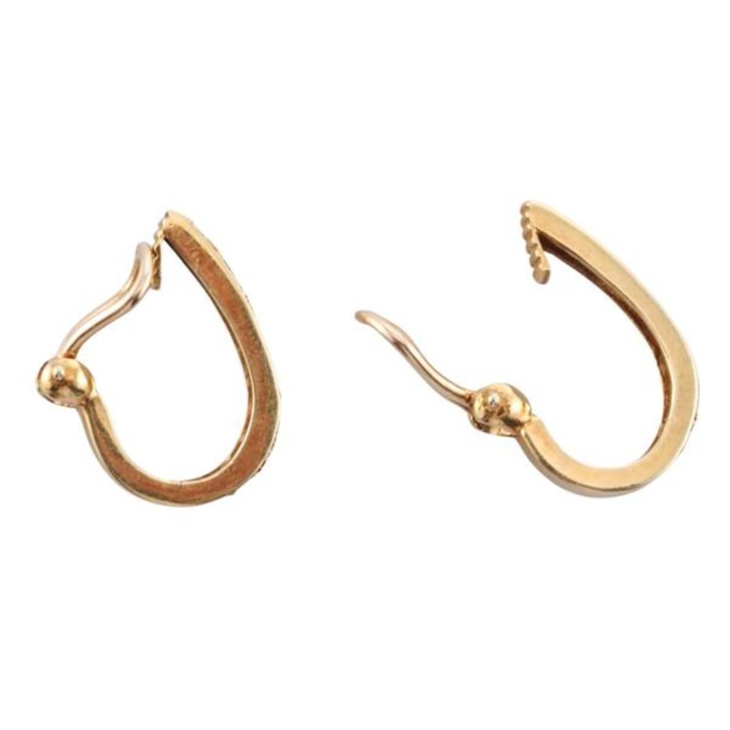 Cartier Vintage 18 Karat Yellow Gold Diamond 0.90 Inch Hoop Earrings 4