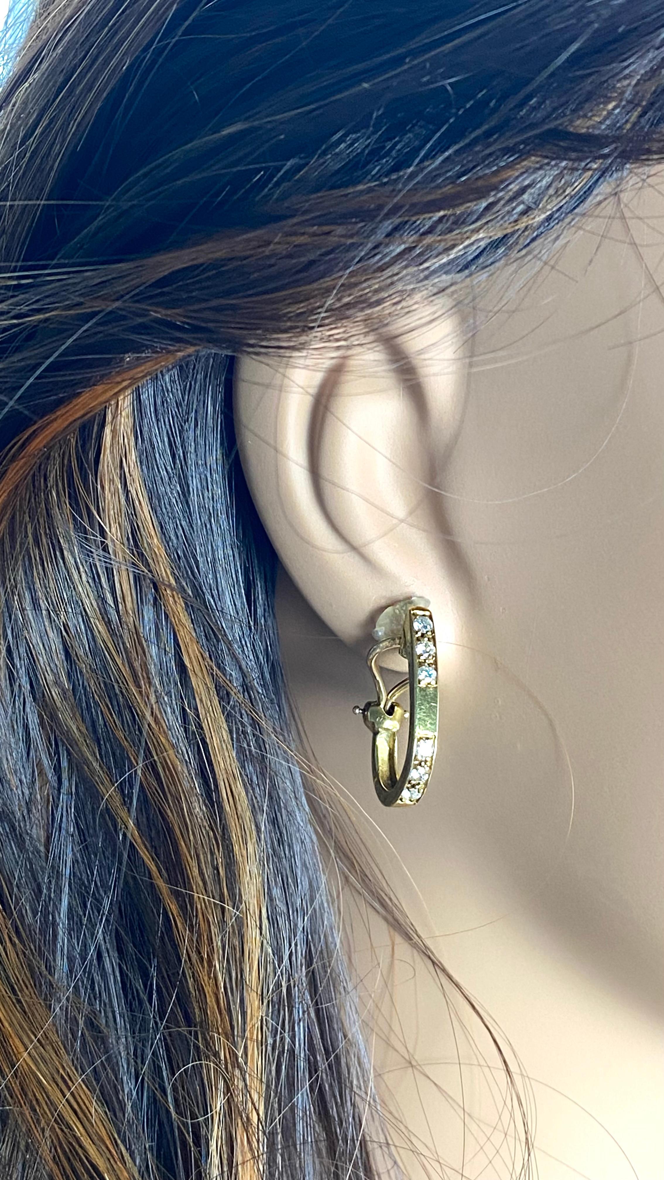 Cartier Vintage 18 Karat Yellow Gold Diamond 0.90 Inch Hoop Earrings 5