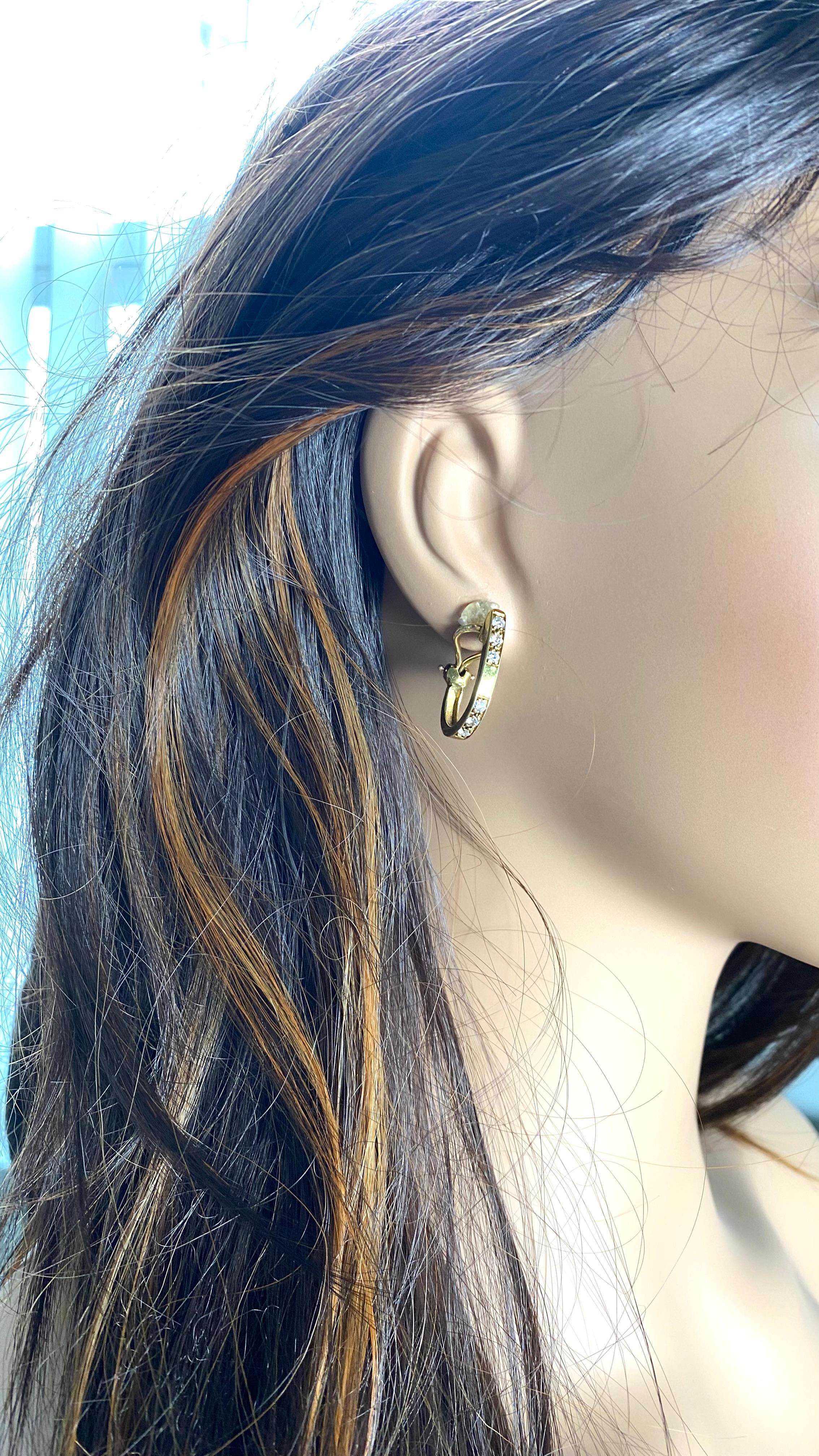Pendientes de aro Cartier Vintage de oro amarillo de 18 quilates con diamantes de 0,90 pulgadas en venta 5