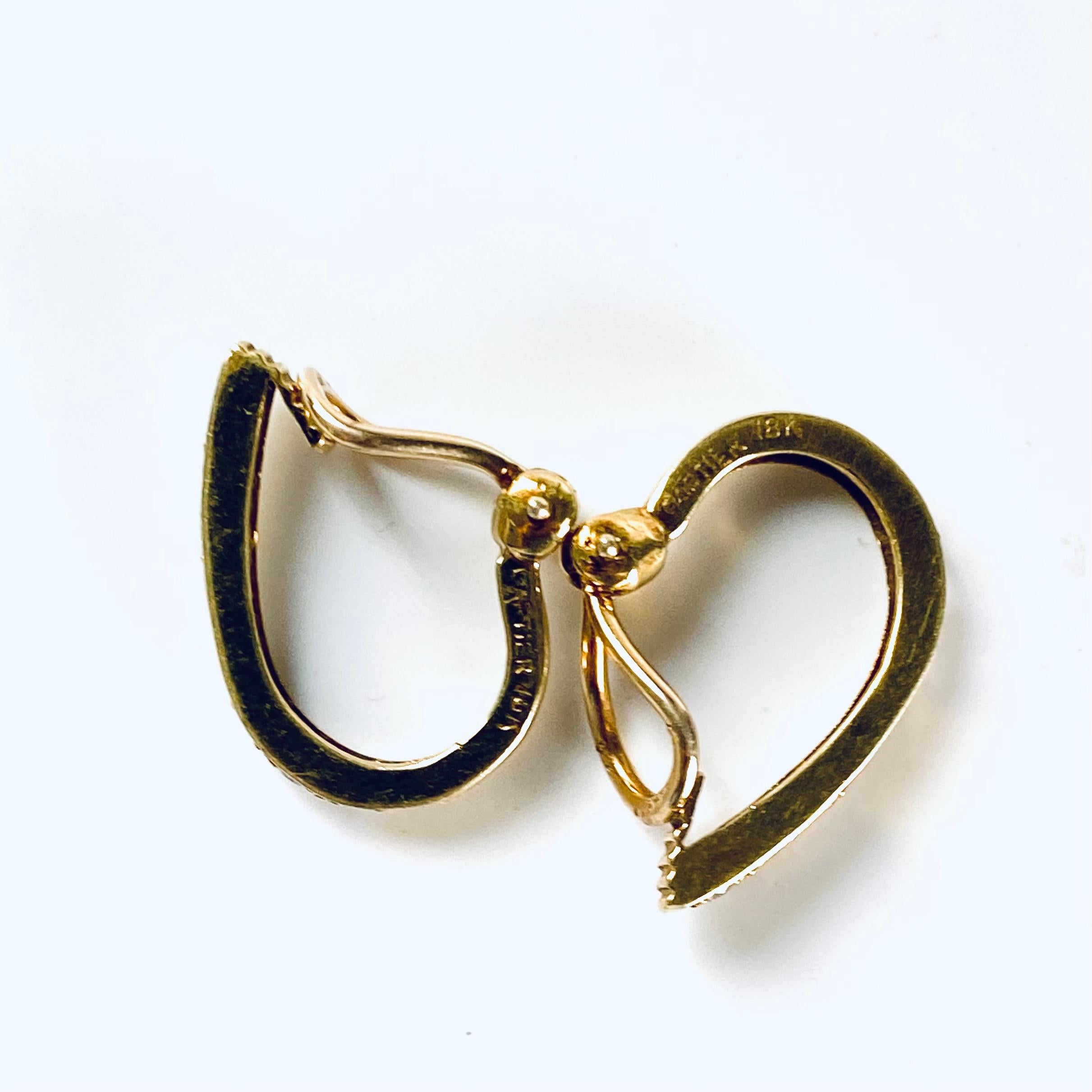 Cartier Vintage 18 Karat Yellow Gold Diamond 0.90 Inch Hoop Earrings 8