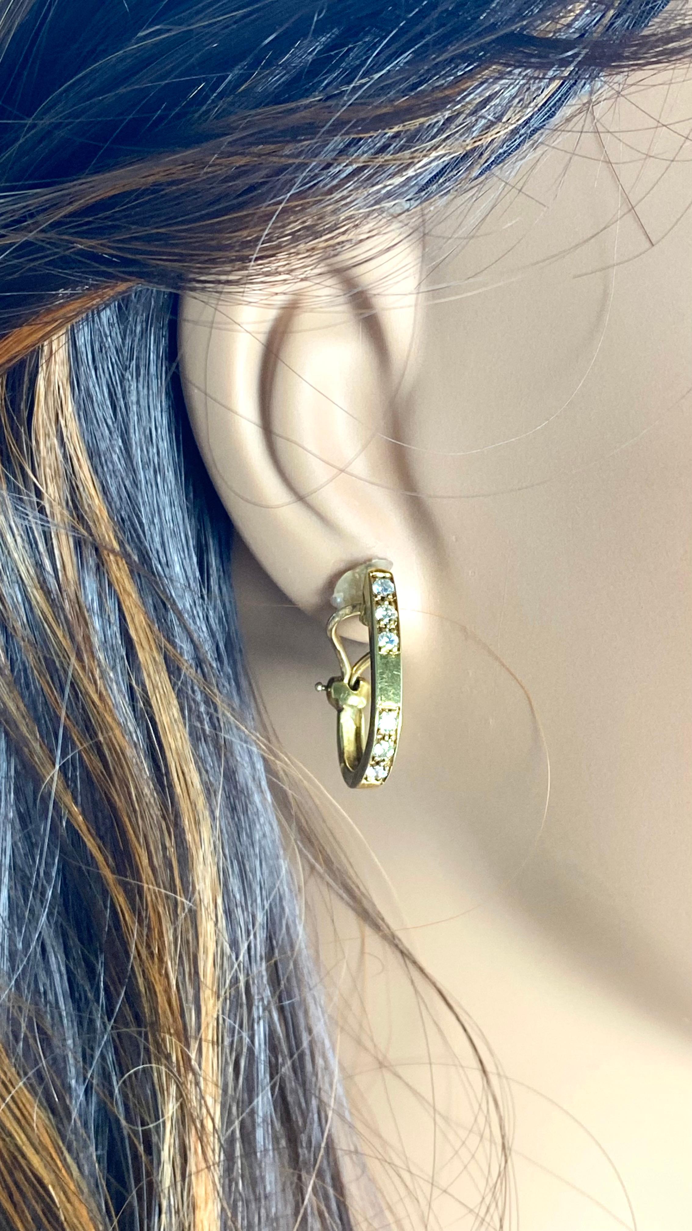 Cartier Vintage 18 Karat Yellow Gold Diamond 0.90 Inch Hoop Earrings 9