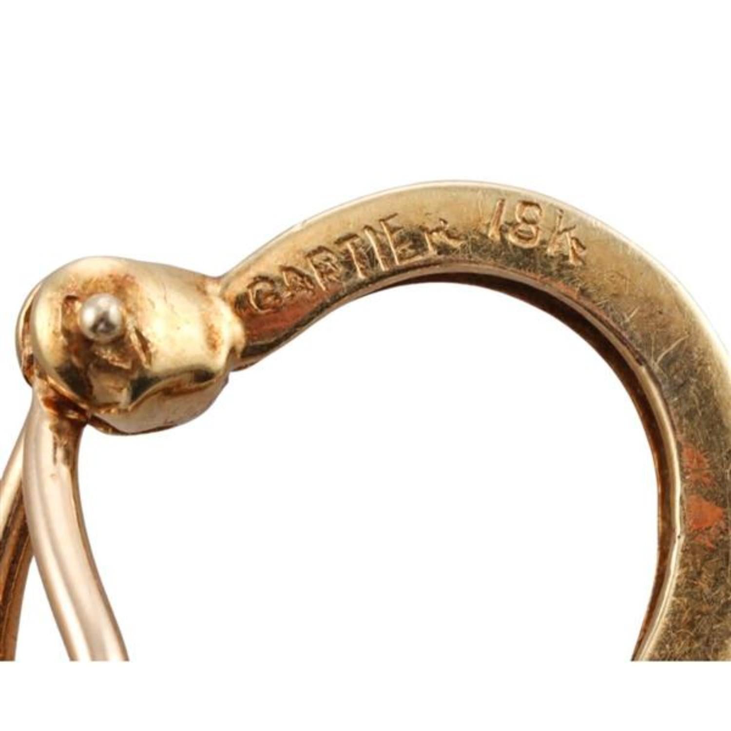 Femenino o masculino Pendientes de aro Cartier Vintage de oro amarillo de 18 quilates con diamantes de 0,90 pulgadas en venta