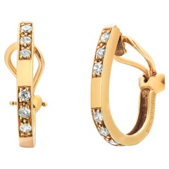 Orecchini a cerchio Cartier Vintage in oro giallo 18 carati con diamanti da 0,90 pollici