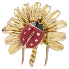 Cartier Vintage 18-karat yellow gold ladybug and flower brooch 