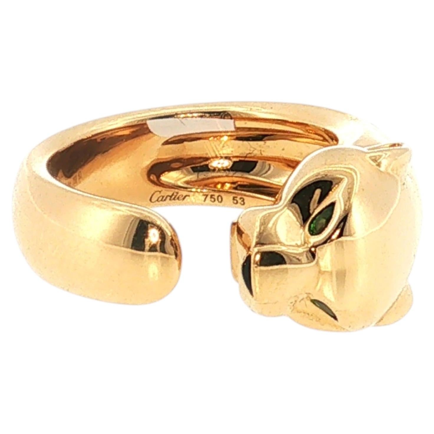 Anello Cartier vintage in oro giallo 18 carati, modello Panthere, misura 53