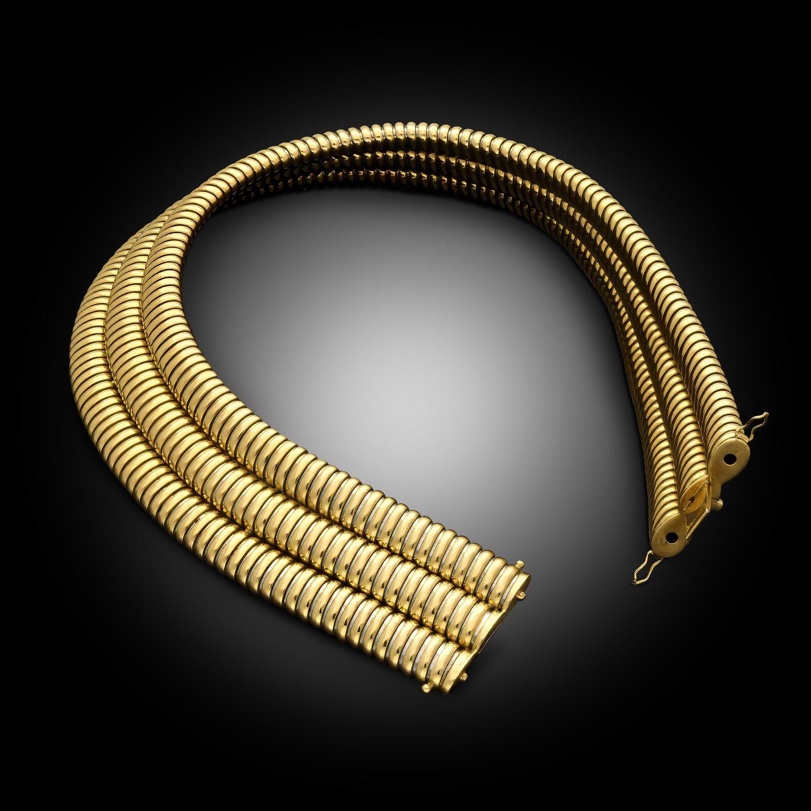 Cartier Vintage, collana a tre file di tubogas in oro giallo 18 ct, circa 1987 in vendita 1
