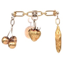 Cartier Vintage 18K 22K Gold Obst von Sommermünze Charm-Armband