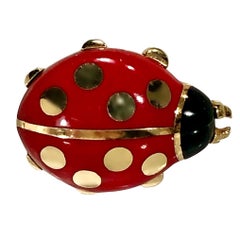 Cartier Vintage 18K Gold and Enamel Lady Bug Lapel Pin