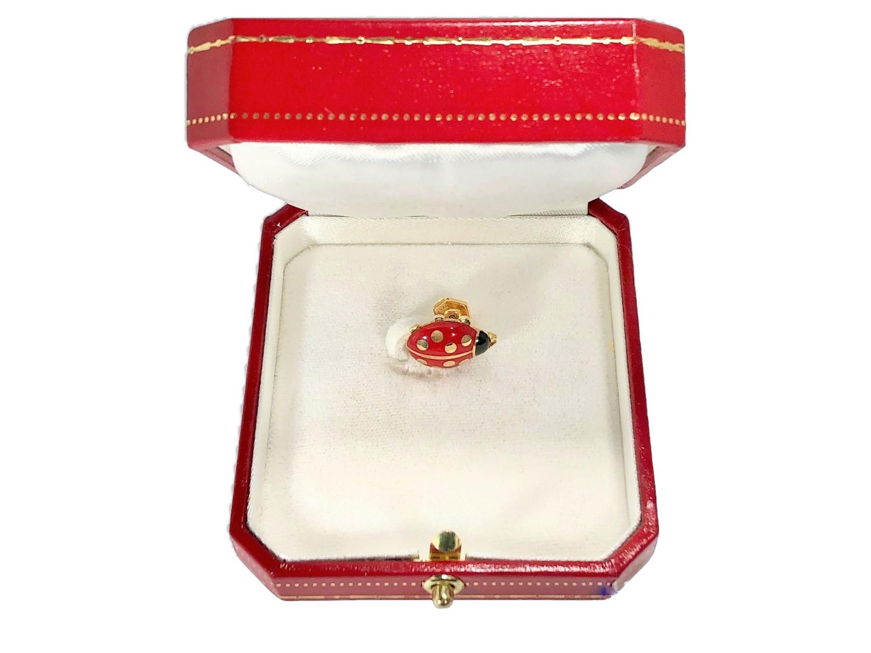 Cartier Vintage 18K Gold and Enamel Lady Bug Lapel Pin 1