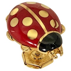 Cartier Vintage 18K Gold and Enamel Lady Bug Lapel Pin