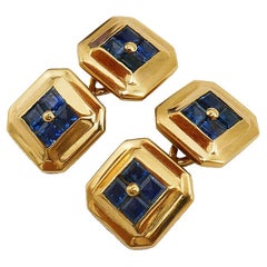 Cartier Retro 18k Gold Cufflinks Estate Jewelry