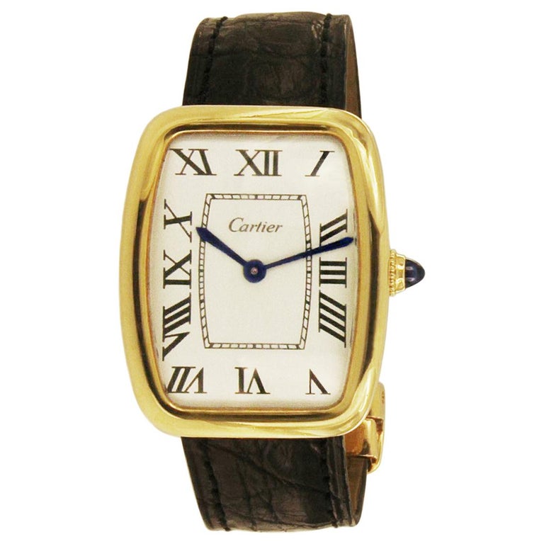 Cartier Vintage 18 Karat Gold Manual Wind Watch 53045 For Sale At 1stdibs