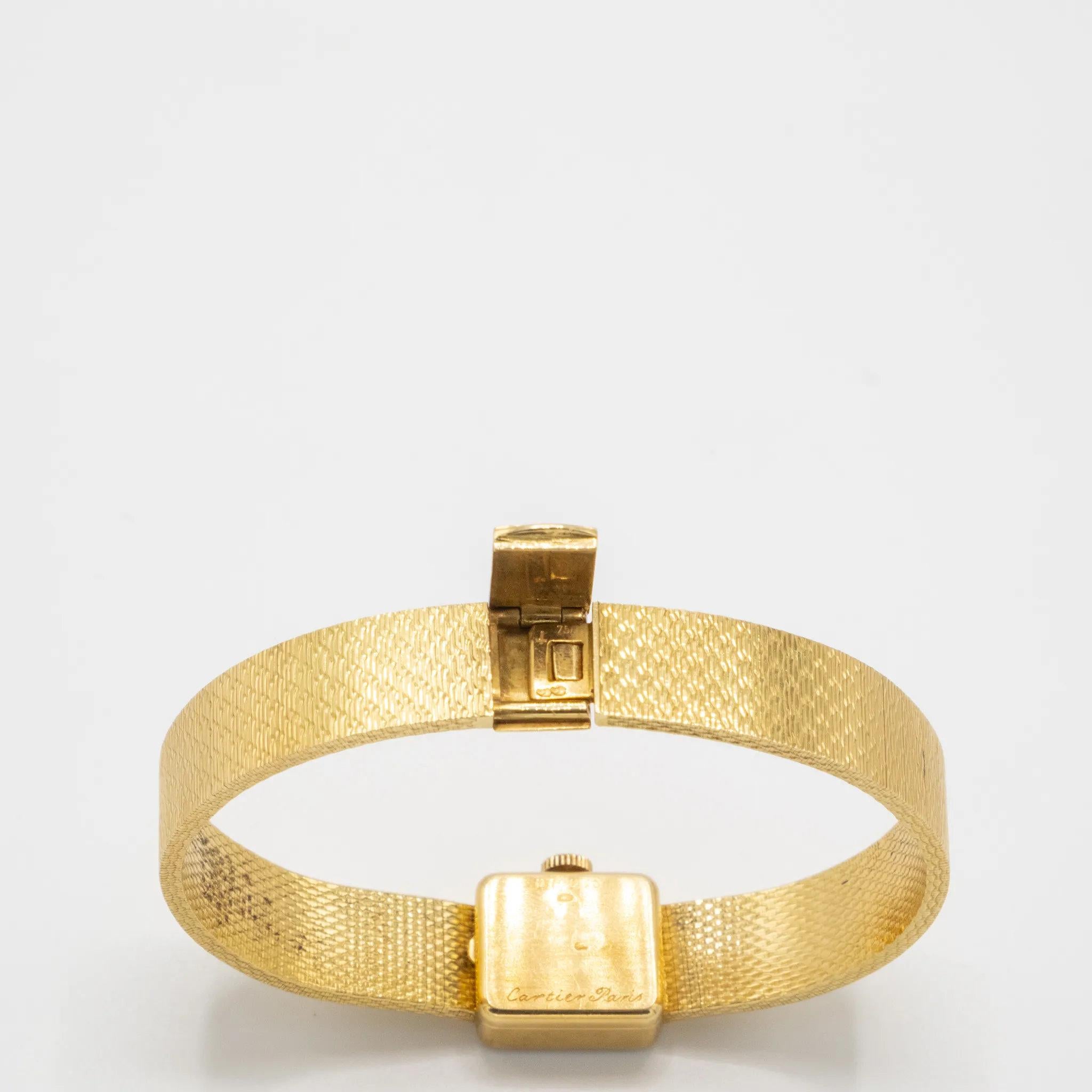 Cartier Vintage 18k Gold Square Roman Watch - '70S en vente 10