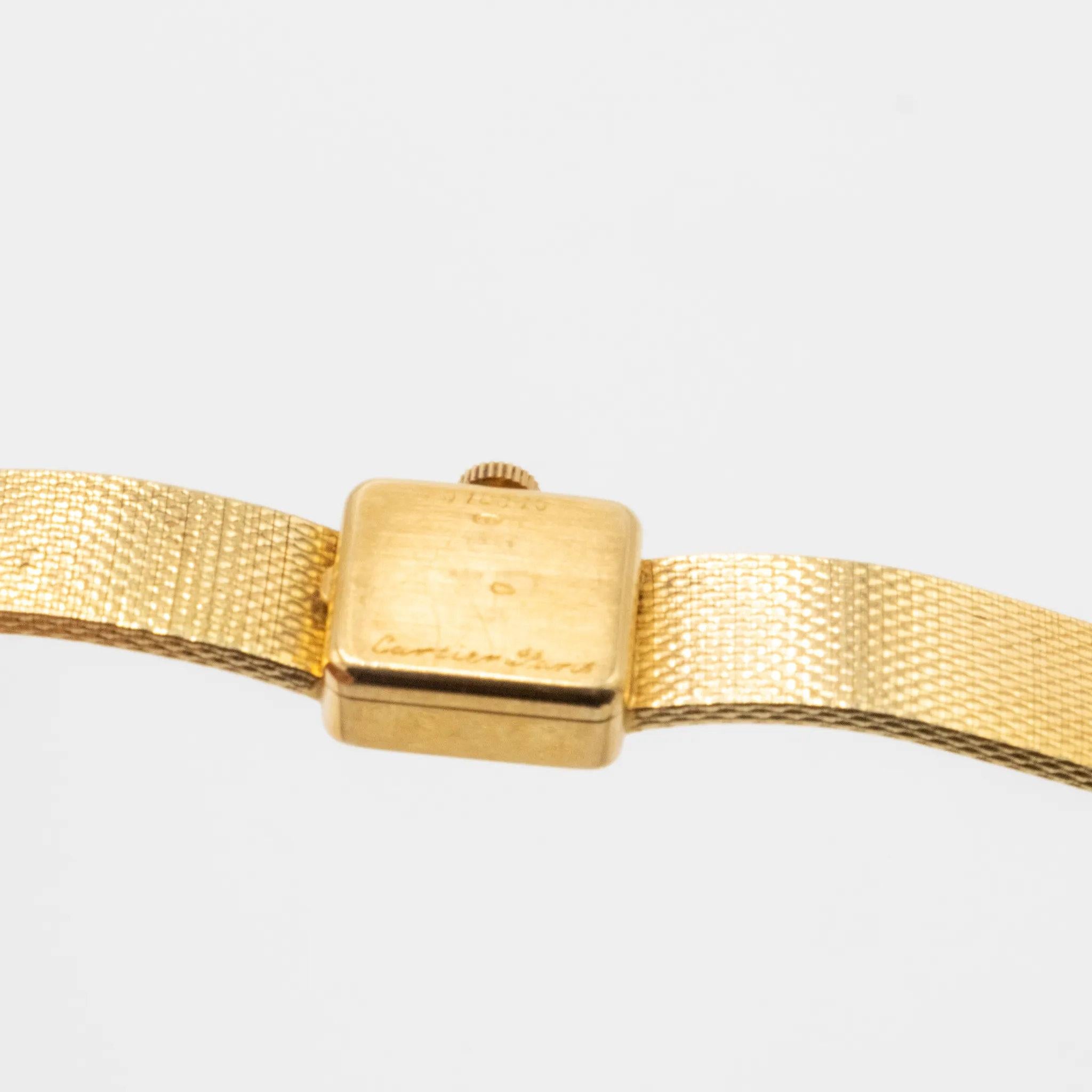 Cartier Vintage 18k Gold Square Roman Watch - '70S en vente 14