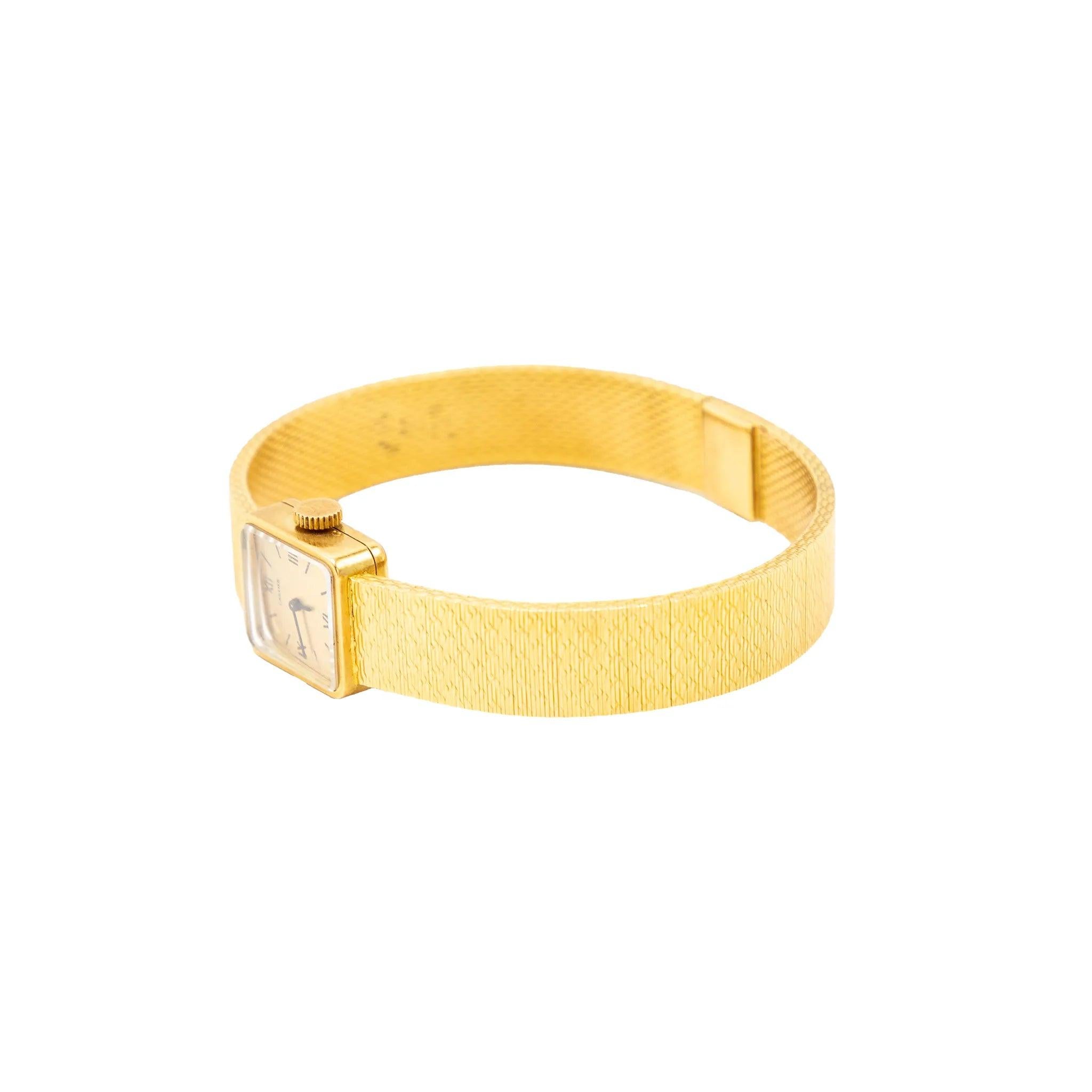 Cartier Vintage 18k Gold Quadratische Römische Uhr - '70S Damen im Angebot