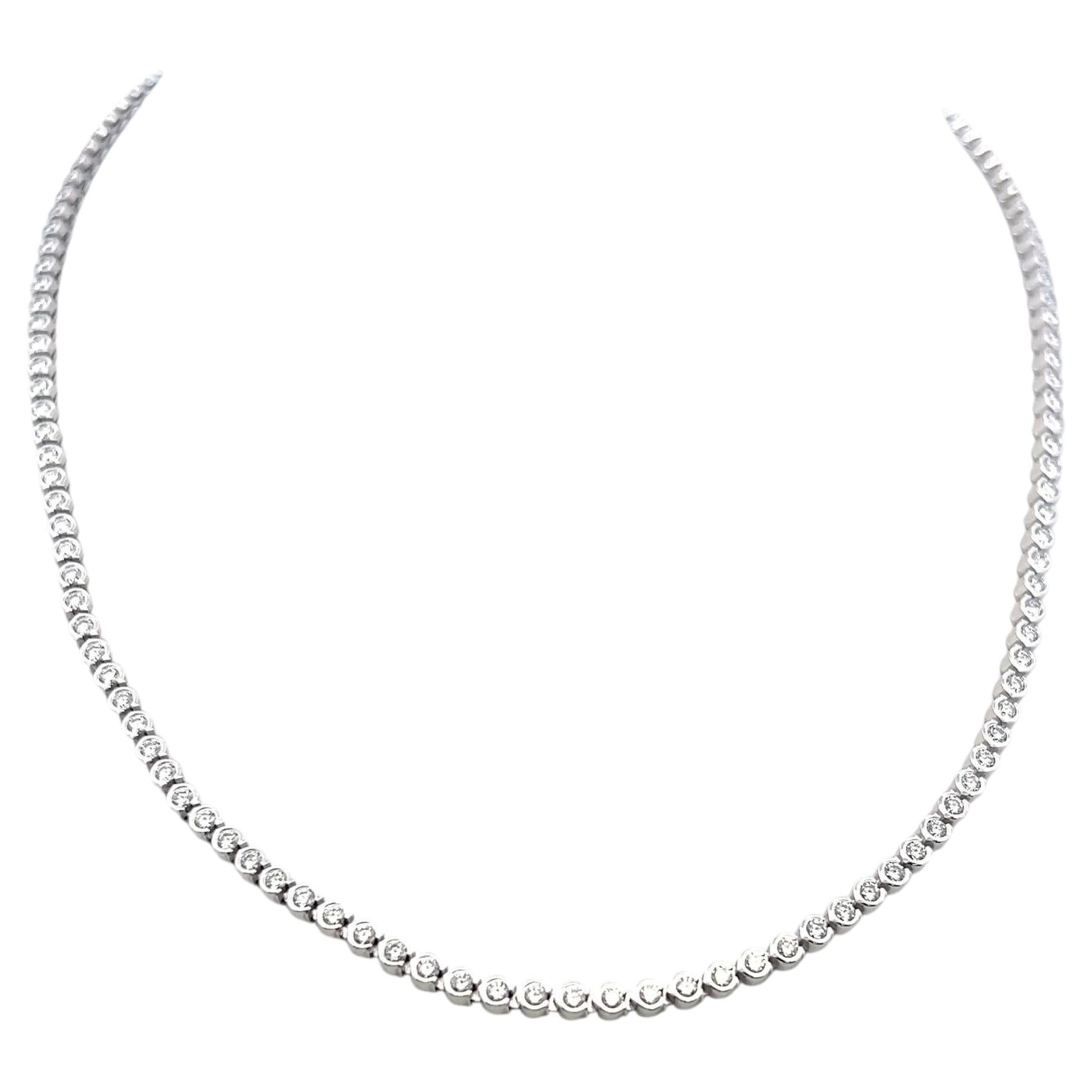 Cartier Vintage 18K White Gold Link Necklace with 3.71 Carat Round F VS Diamonds