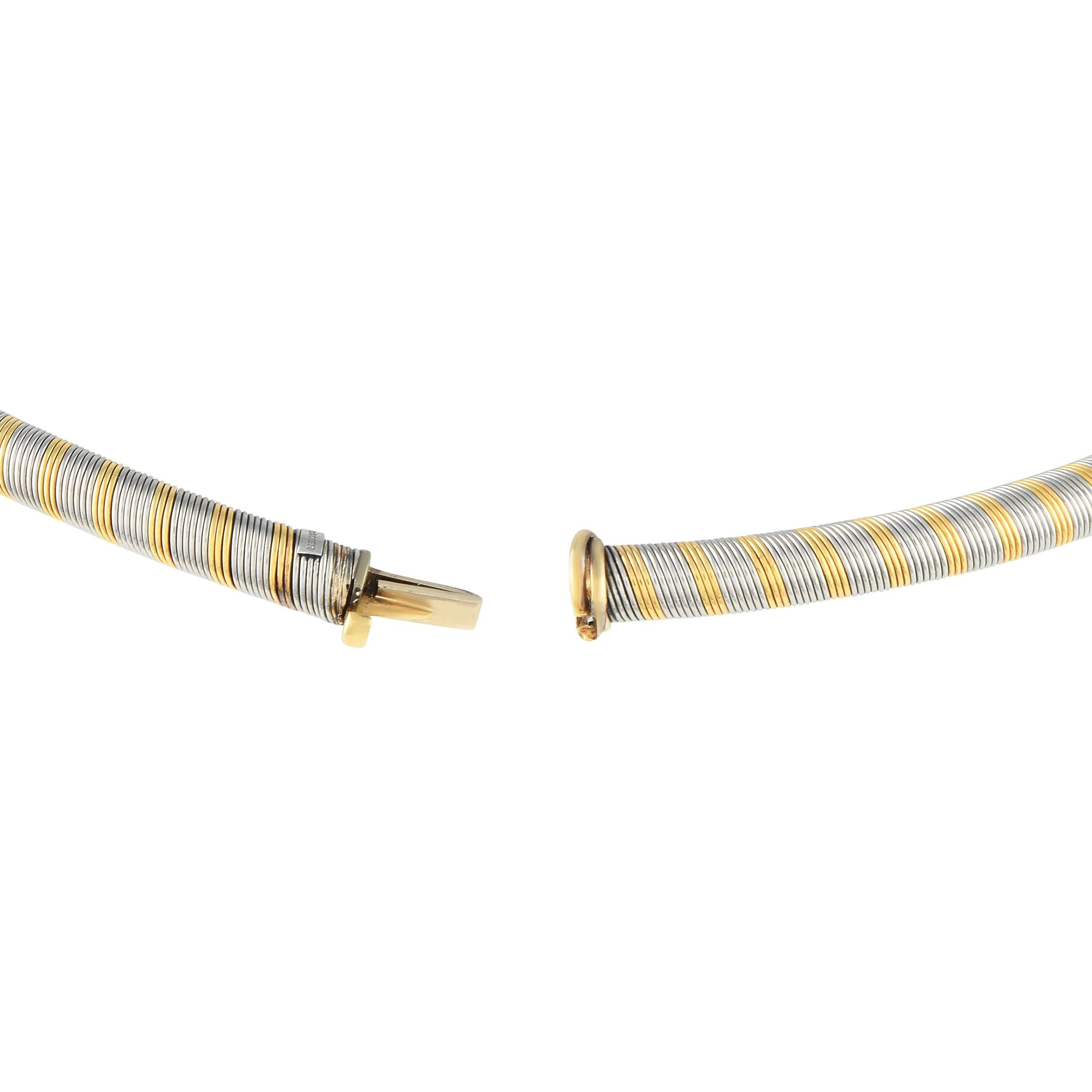 Cartier Vintage Halskette aus 18 Karat gelbem und Edelstahl (Rundschliff) im Angebot