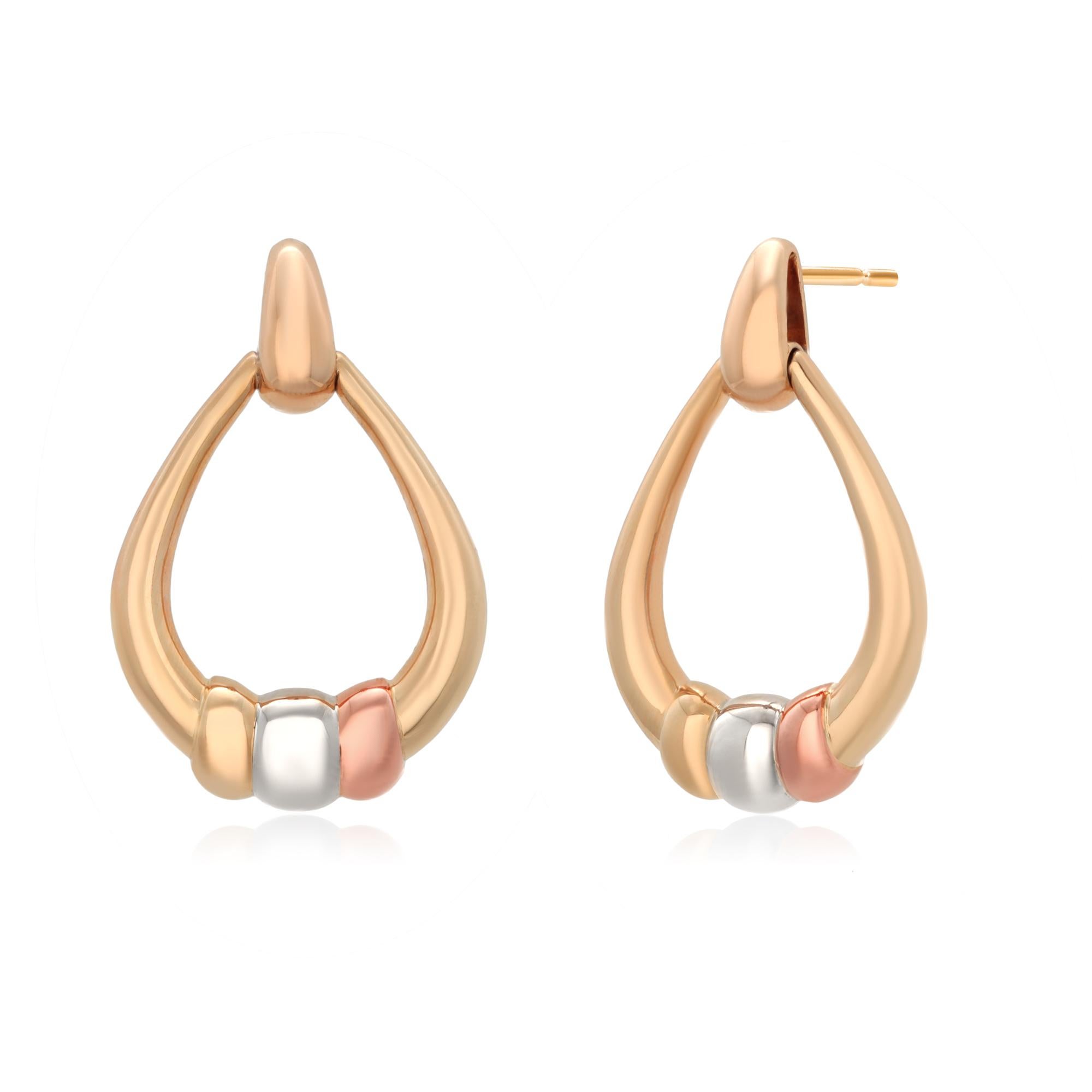 Cartier Vintage 18K Gelb- und Weißgold Ovale Türklopfer-Ohrringe im Angebot 1