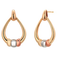 Cartier Vintage 18K Yellow and White Gold Oval Door Knocker Earrings