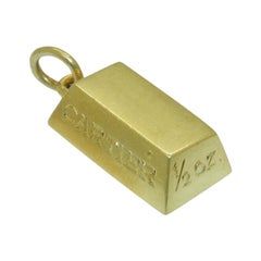 CARTIER Vintage 18k Yellow Gold 1/2 Oz Ingot Charm Pendant Circa 1970s