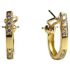 Orecchini a cerchio Cartier Vintage in oro giallo 18 carati con diamanti da 0,90 pollici