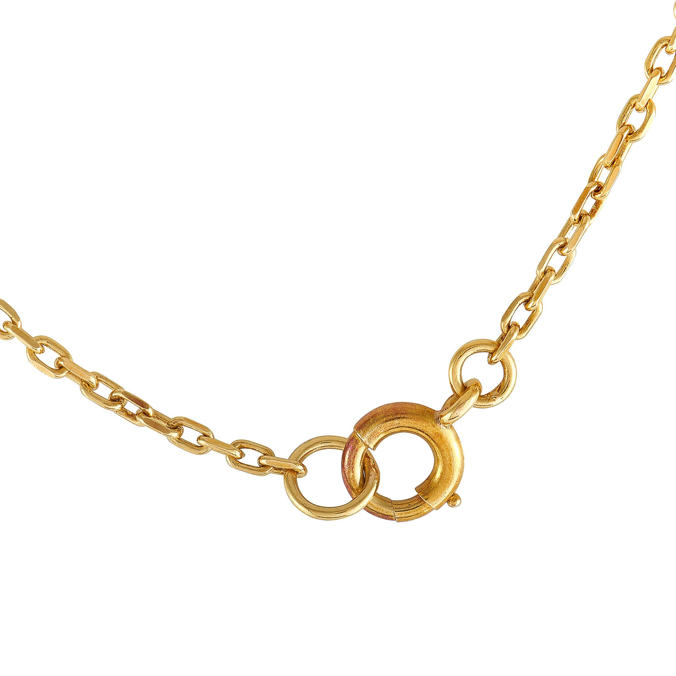 Women's Cartier Vintage 18 Karat Yellow Gold Diamond Pave Pendant Necklace