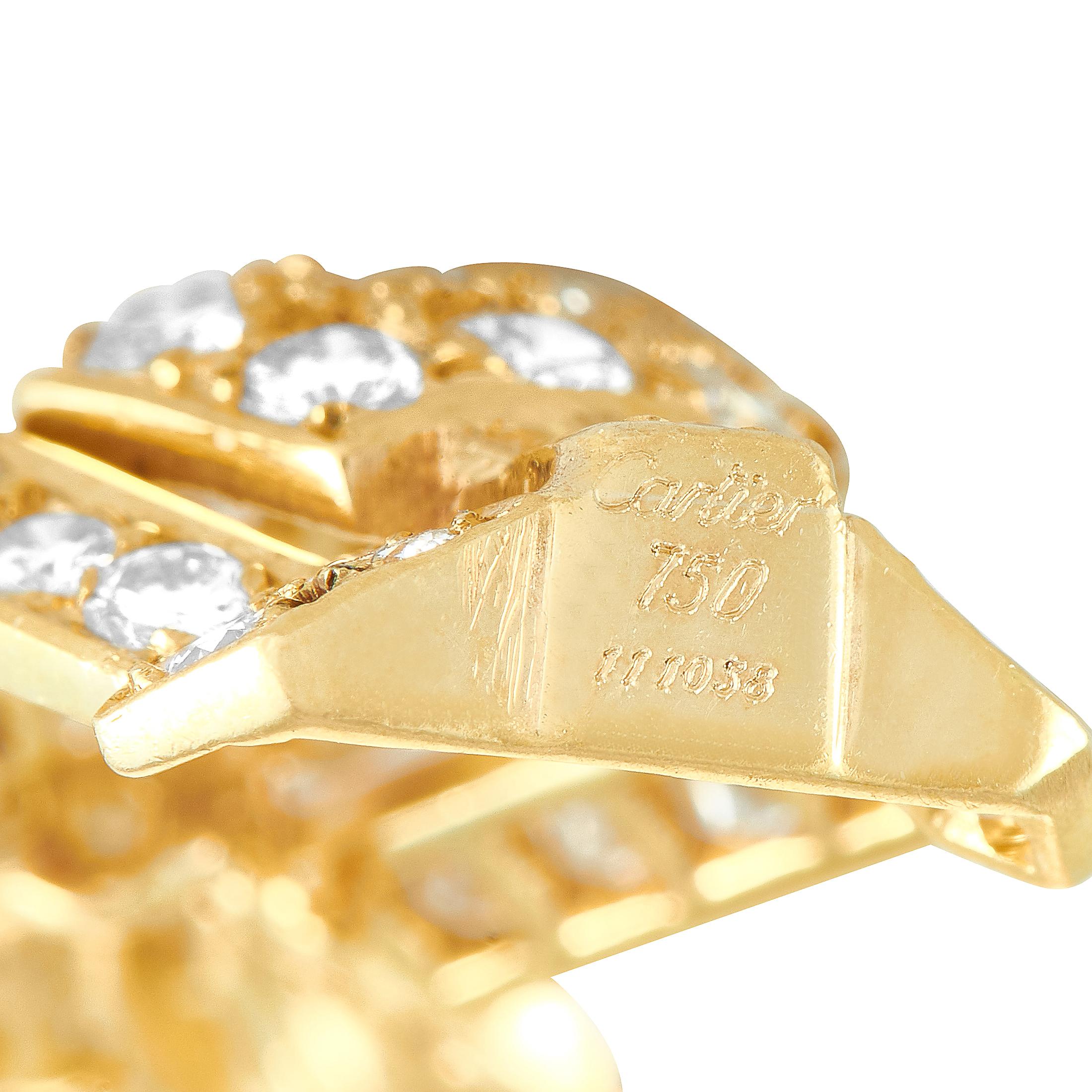Cartier Vintage 18 Karat Yellow Gold Diamond Pave Pendant Necklace 1