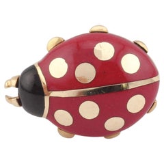 Cartier Vintage 18K Yellow Gold Enamel Ladybug Pin Circa 1990