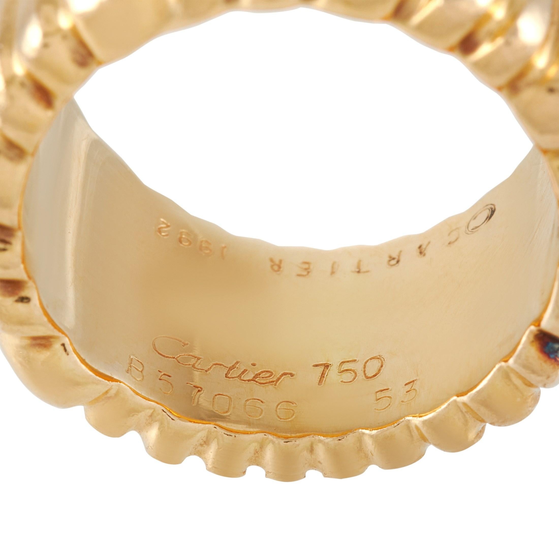 Women's Cartier Vintage 18 Karat Yellow Gold Hammer Finish Band Ring
