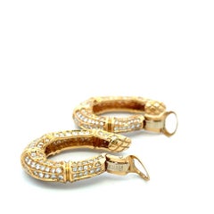 Boucles d'oreilles créoles Cartier Vintage en or jaune 18 carats, serties de diamants ronds F VS de 8 carats